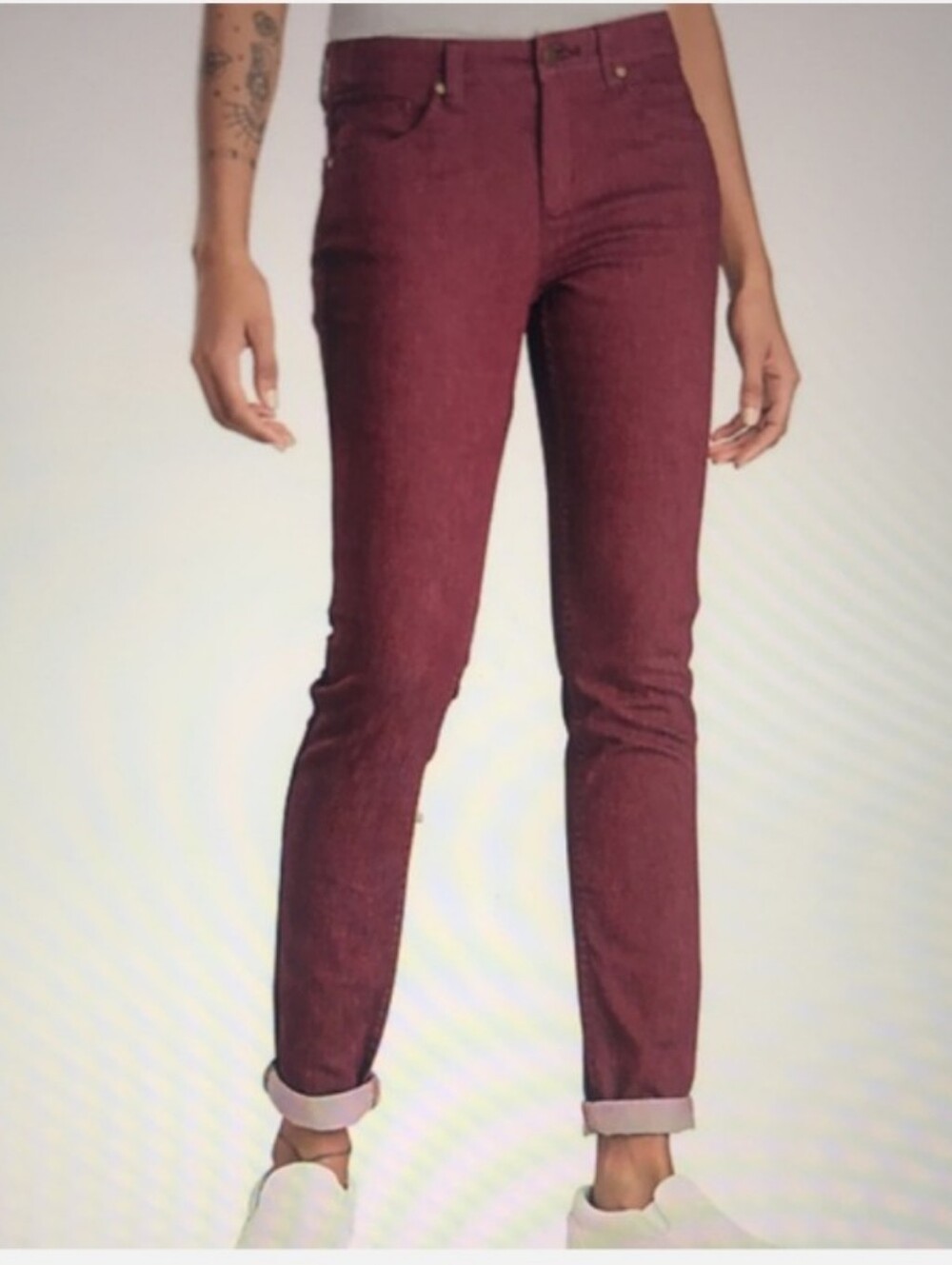 Toad & Co Lola Skinny Jean Women 10 Burgundy Wine Organic Cotton Stretch EUC